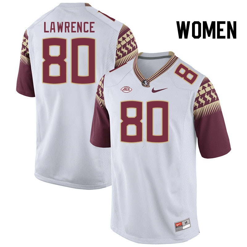 Women #80 Goldie Lawrence Florida State Seminoles College Football Jerseys Stitched Sale-White